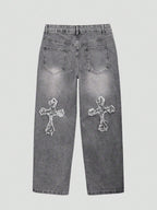 Calça Beggy Jeans grungre cruzado