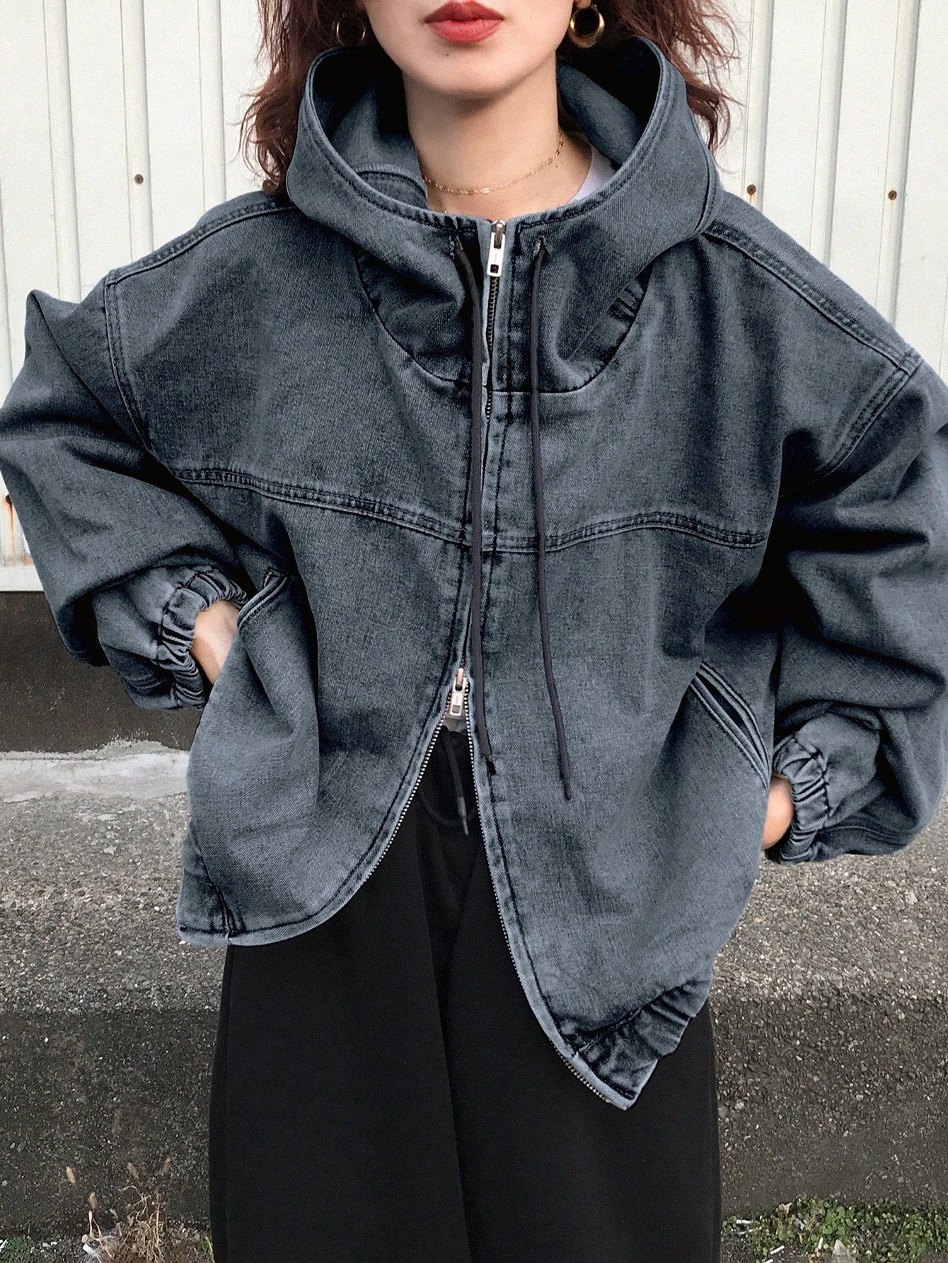 Jaqueta Jeans multi zíper