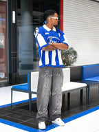 Calça Beggy Jeans grungre cruzado