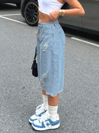 Jeans Denim Feminino desgastado